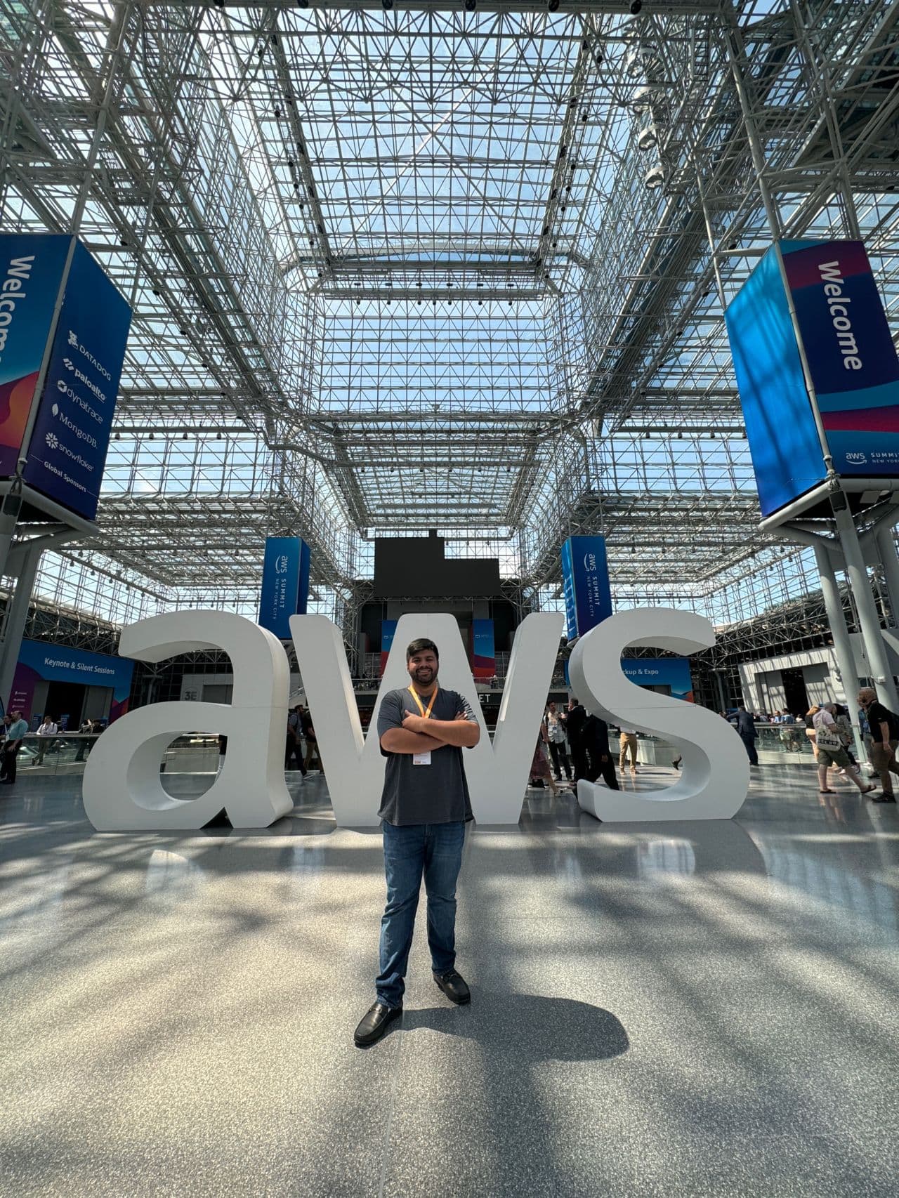 Zohaib Khawaja at AWS Summit inside the venue atrium