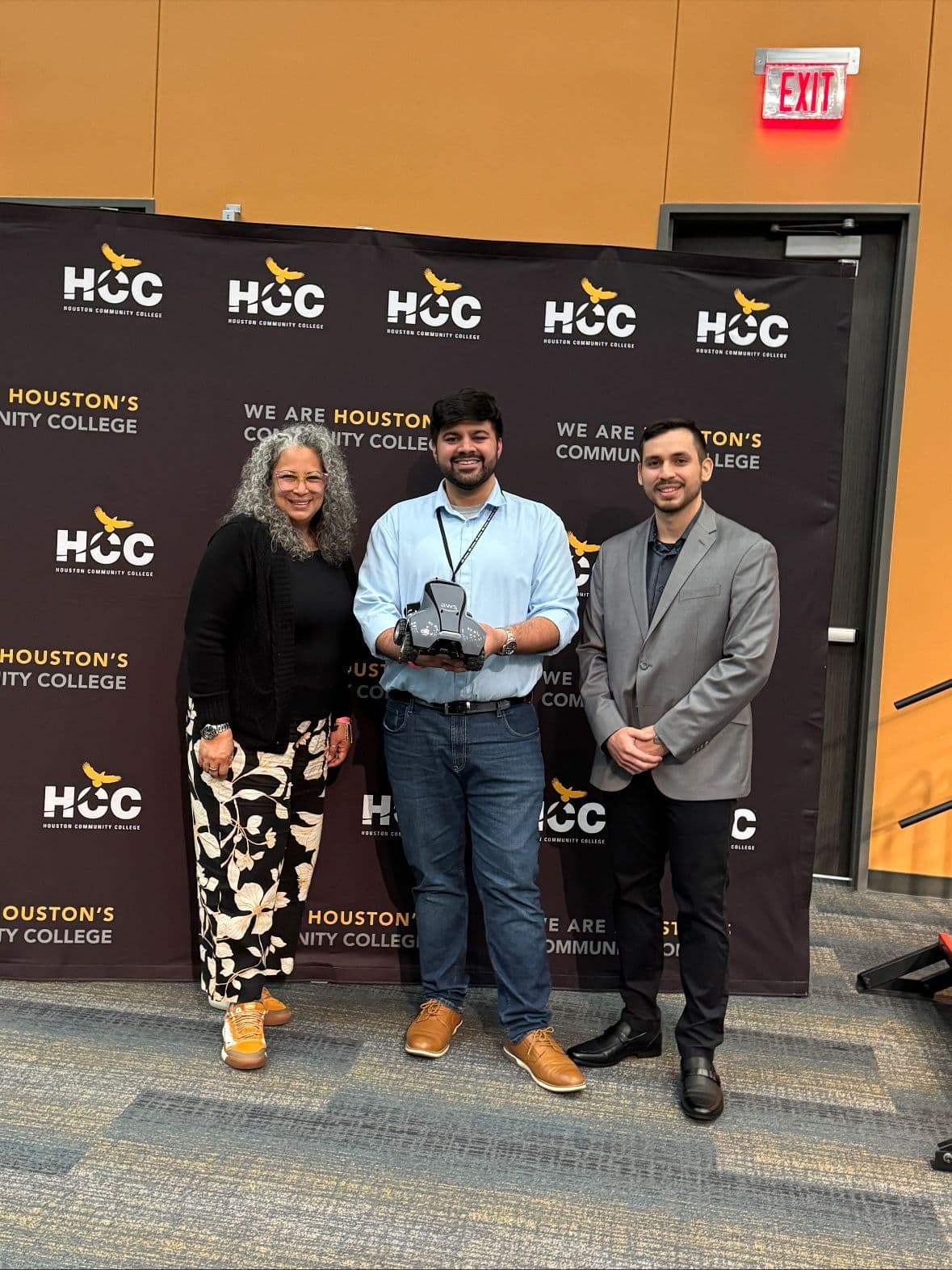 Zohaib Khawaja at Houston Community College with event participants